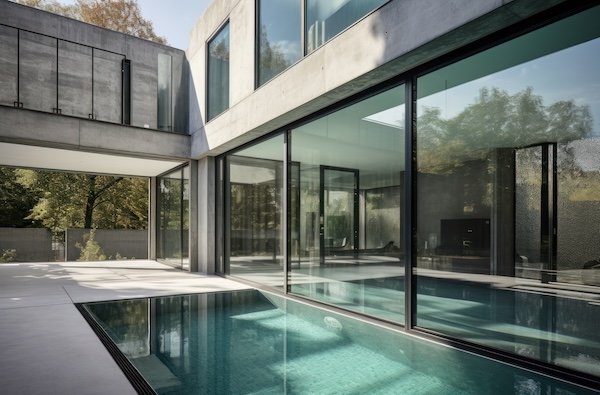 Aluminium framed glass window installation
